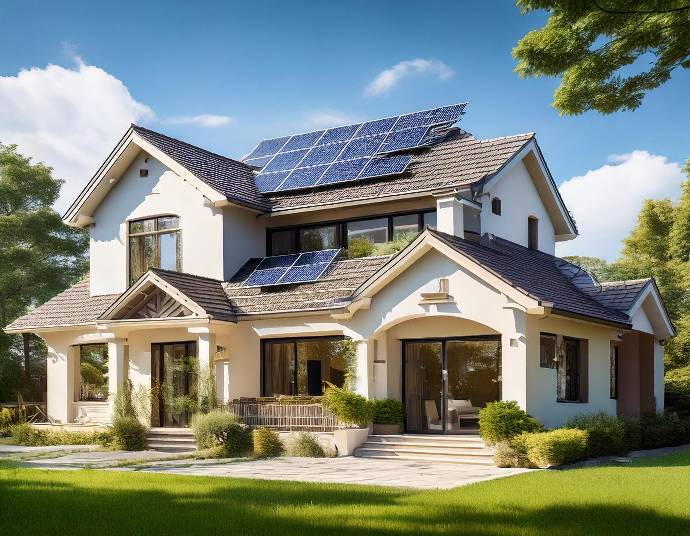 High-resolution image of a modern villa plan with explanations of the main stages of construction High-resolution image of a modern villa